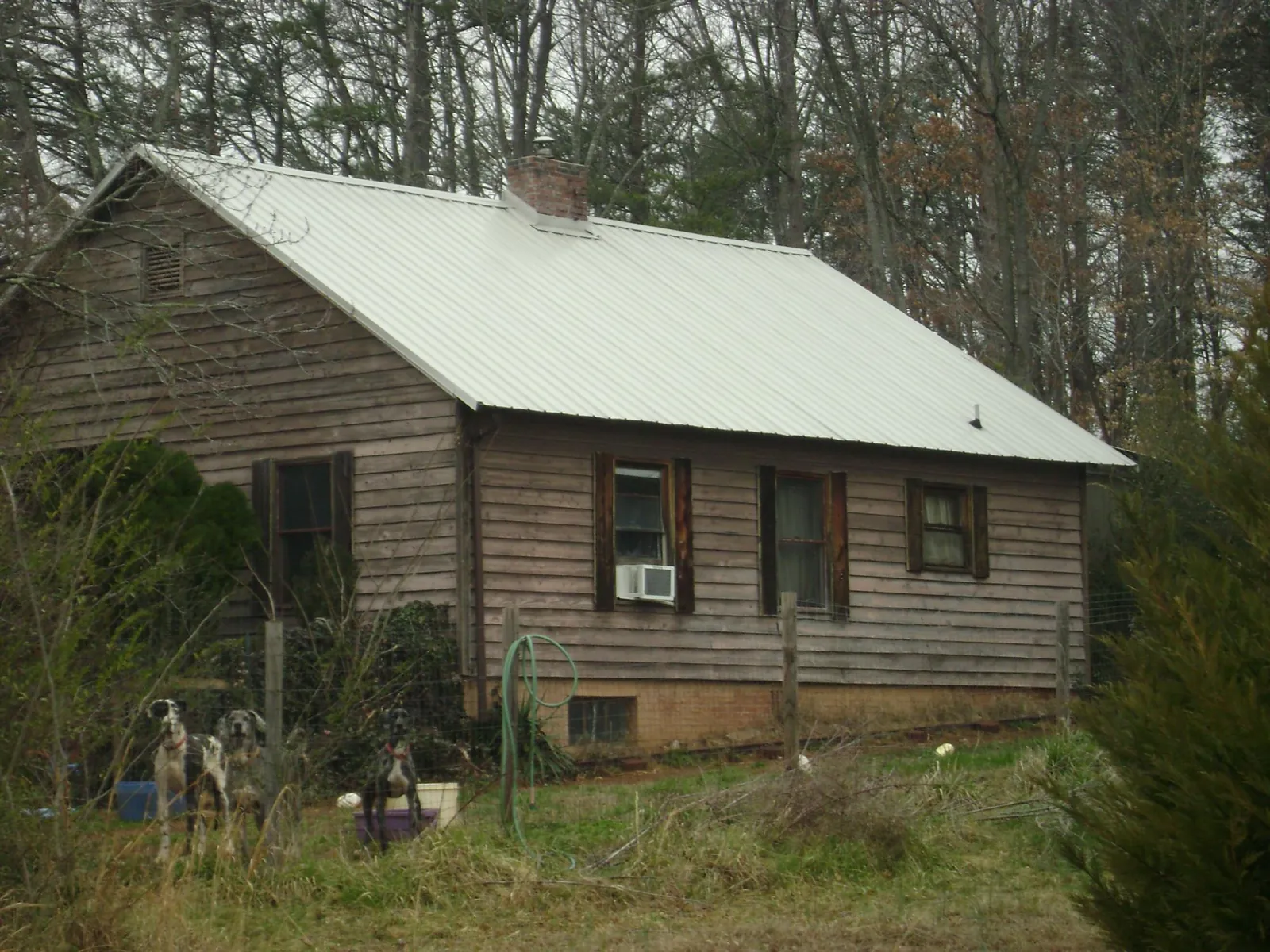White metal roof on an old wood sided farmhouse, from a Asphalt Shingle Roof Repair job in Long Prairie